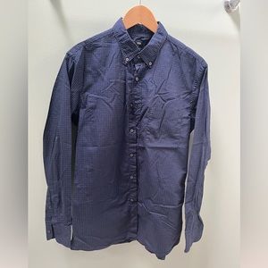 Uniqlo Navy Blue Polka Dot Dress Shirt